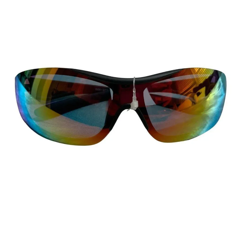 Renegade Mens New Shield Rainbow Lens Black Frame Sport Sunglasses